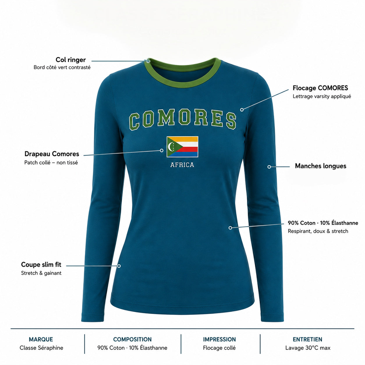 T-shirt Ajusté / Manches Longues - Comores