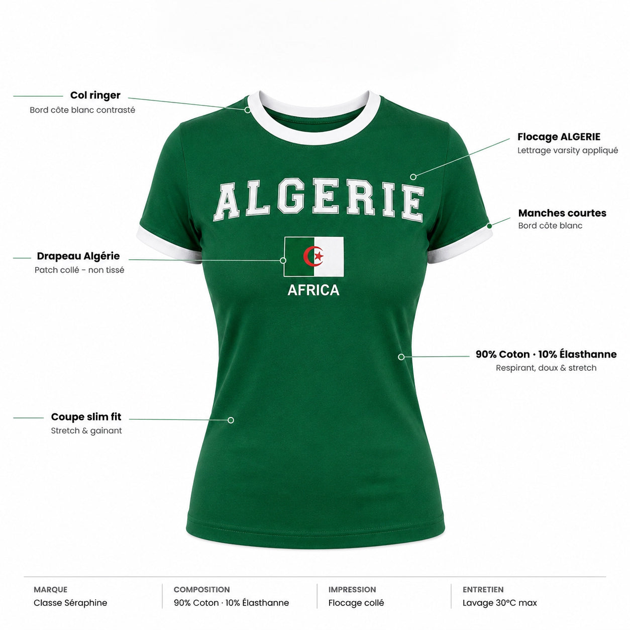 T-shirt Ajusté - Algérie Vert